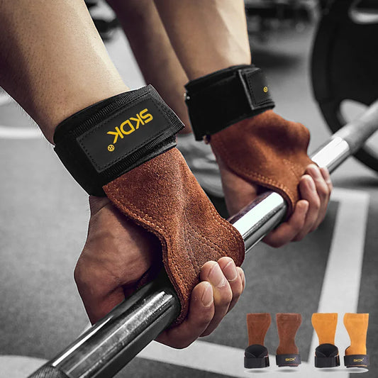 Unisex Leather Gym Grips – Palm Protection & Wrist Support for Lifting & Fitness Workouts"
